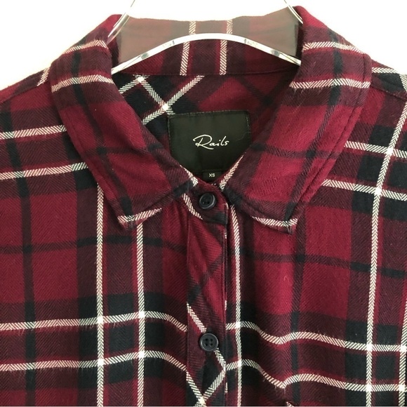Rails Hunter Button Front Burgundy Plaid Long Sleeve Shirt XS - Picture 7 of 11